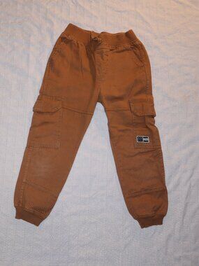 Beverly Hills Polo Club Boys Cargo Jogger Pants Size 5/6 Brown Pull-On Casual